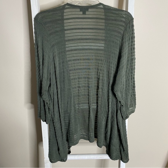 Torrid Olive Green Shadow Stripe Drape Cardigan. Size 1. - Picture 3 of 10